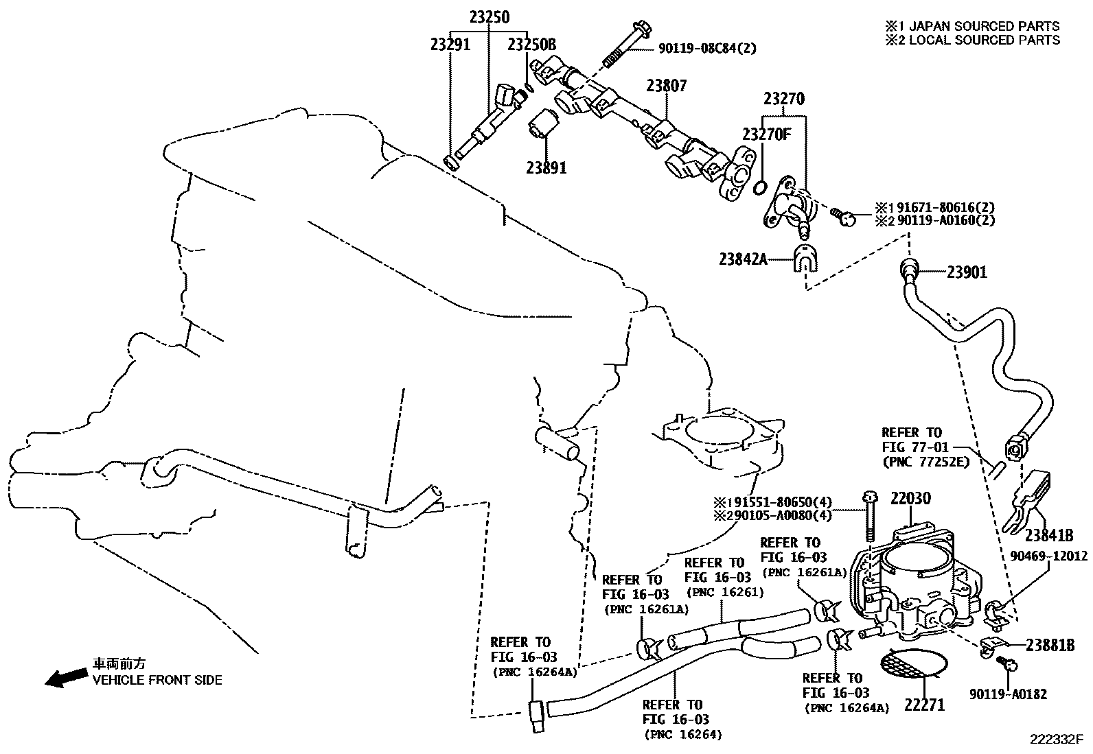 Toyota CAMRY 燃油喷射系统 EPC diagram — 222332F