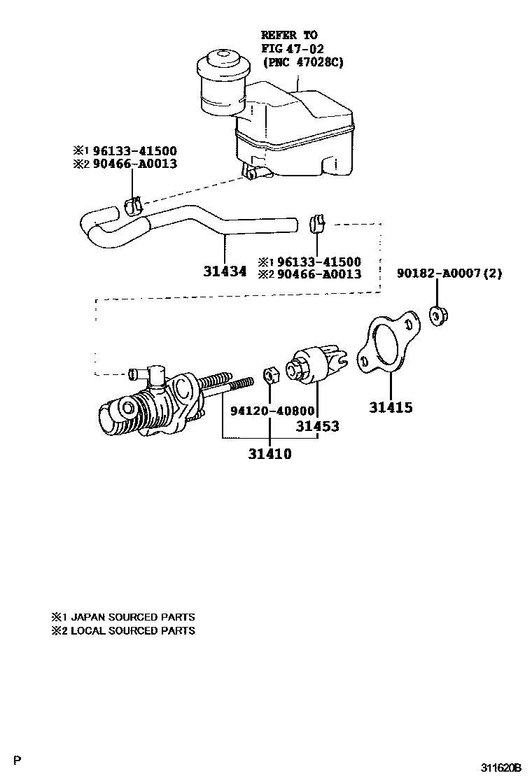 Toyota CAMRY 离合器总泵 EPC diagram — 311620B