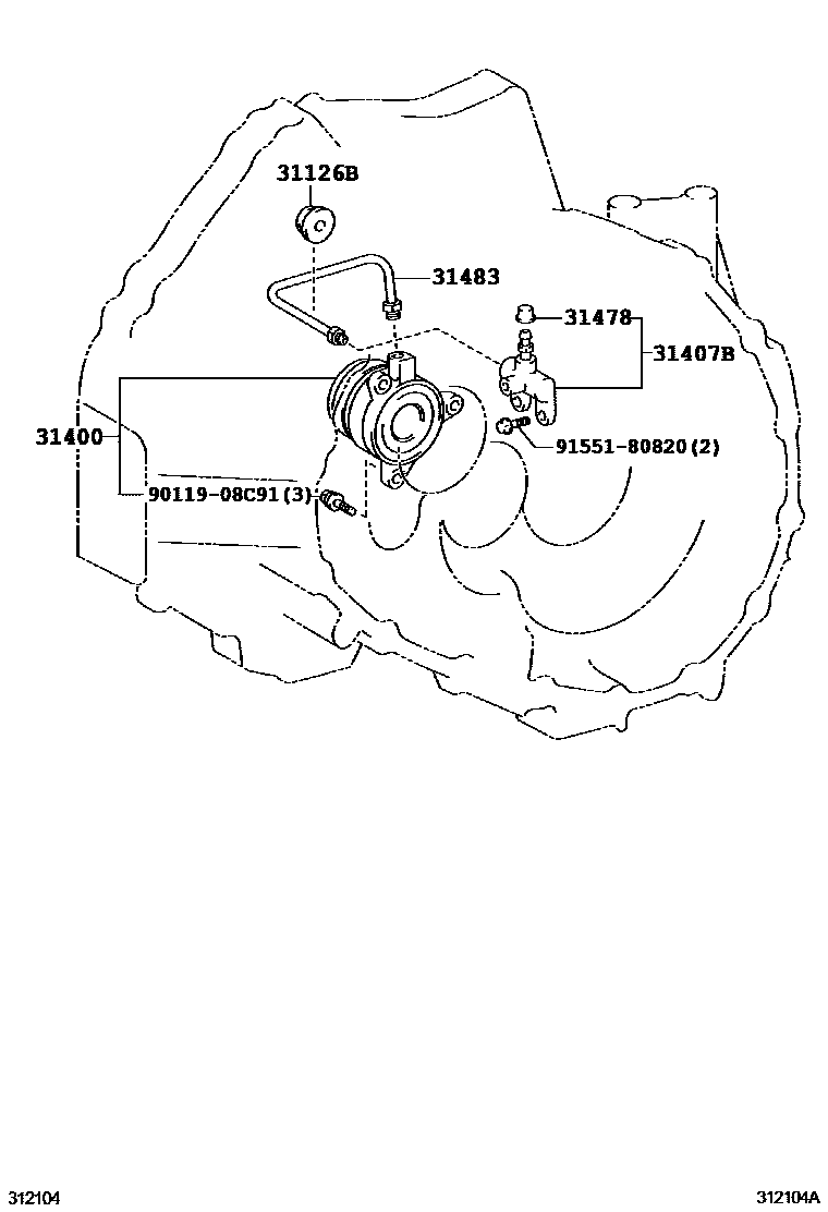 Toyota CAMRY 离合器分离缸 EPC diagram — 312104A