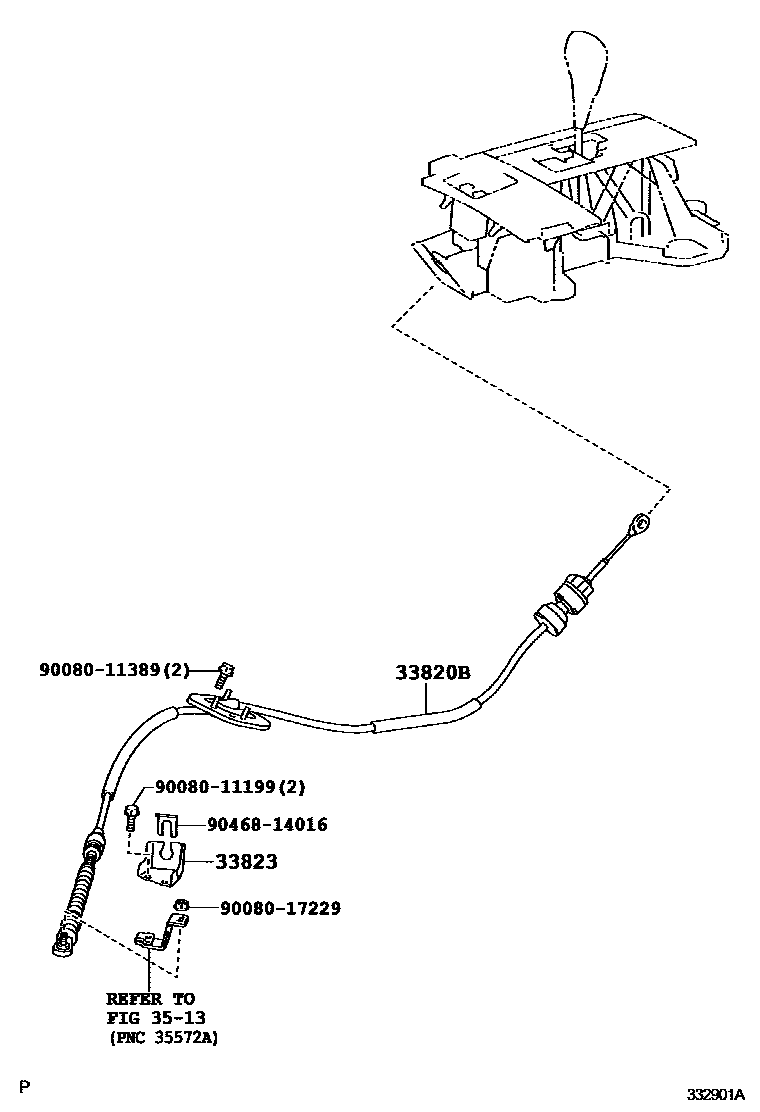 Toyota CAMRY Shift Lever & Retainer EPC diagram — 332901A