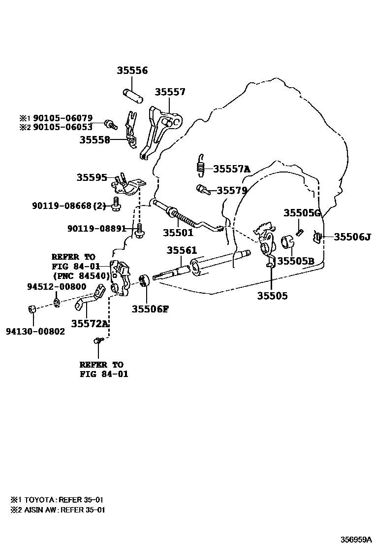 Toyota CAMRY 节气阀连杆和阀杆(ATM) EPC diagram — 356959A