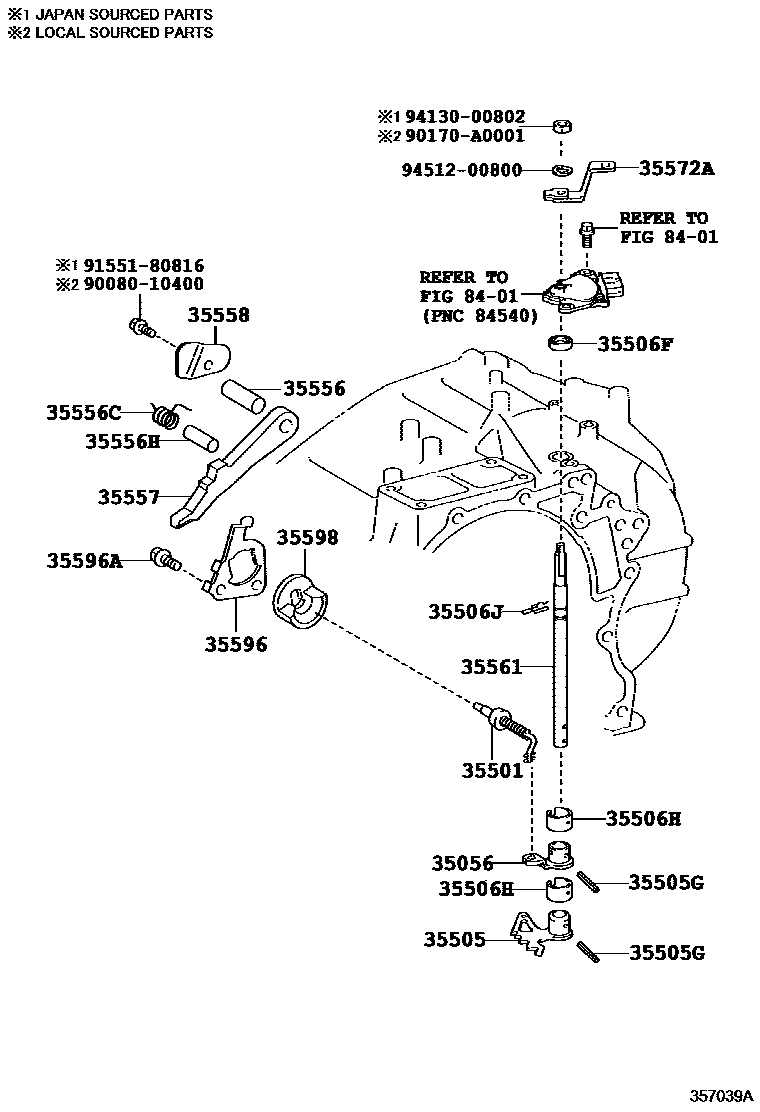 Toyota CAMRY 节气阀连杆和阀杆(ATM) EPC diagram — 357039A