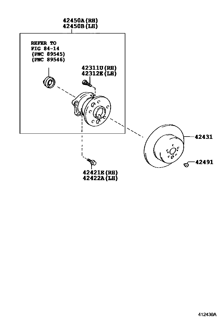 Toyota CAMRY 后桥半轴和后桥轮毂 EPC diagram — 412430A