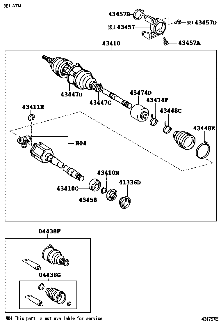 Toyota CAMRY Front Drive Shaft EPC diagram — 431797E