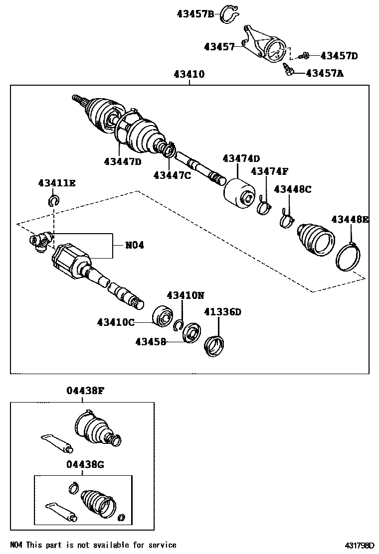 Toyota CAMRY Front Drive Shaft EPC diagram — 431798D