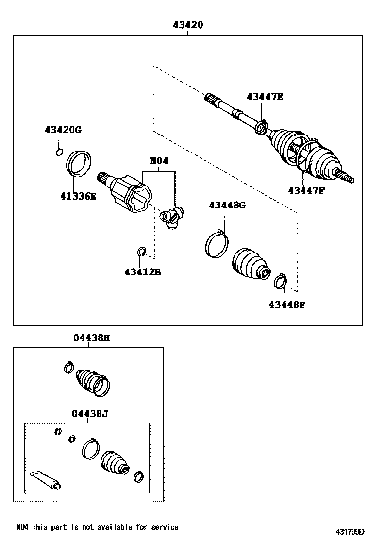 Toyota CAMRY Front Drive Shaft EPC diagram — 431799D