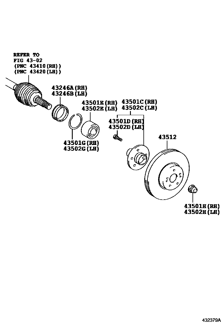 Toyota CAMRY Front Axle Hub EPC diagram — 432379E
