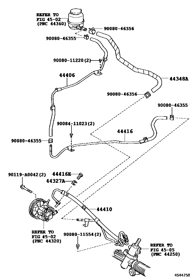 Toyota CAMRY 动力转向配管 EPC diagram — 454475B