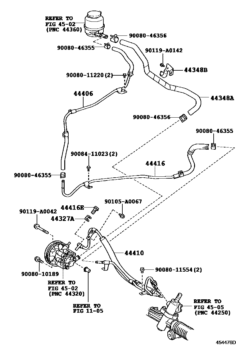 Toyota CAMRY 动力转向配管 EPC diagram — 454476D