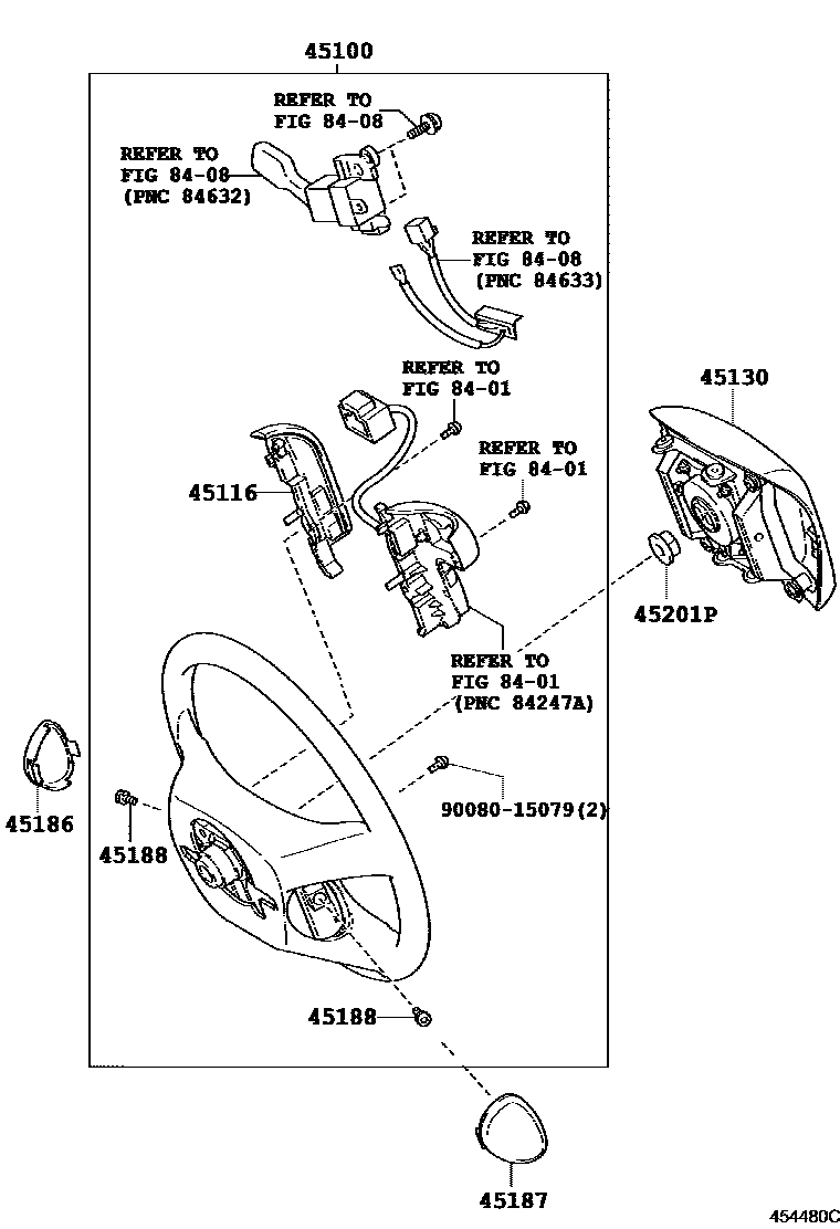 Toyota CAMRY Steering Wheel EPC diagram — 454480C