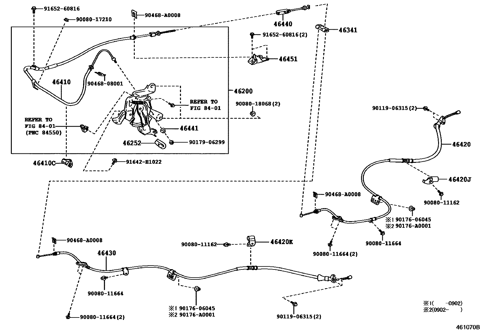 Toyota CAMRY Parking Brake & Cable EPC diagram — 461070B