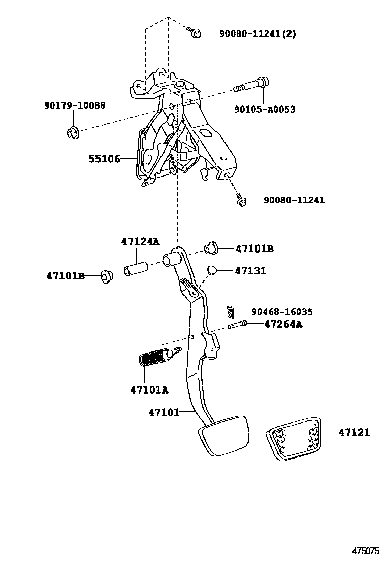 Toyota CAMRY Brake Pedal & Bracket EPC diagram — 475075