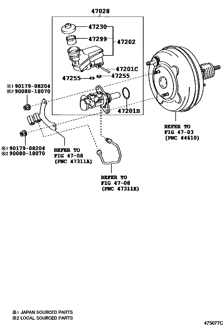 Toyota CAMRY 制动总泵 EPC diagram — 475077C