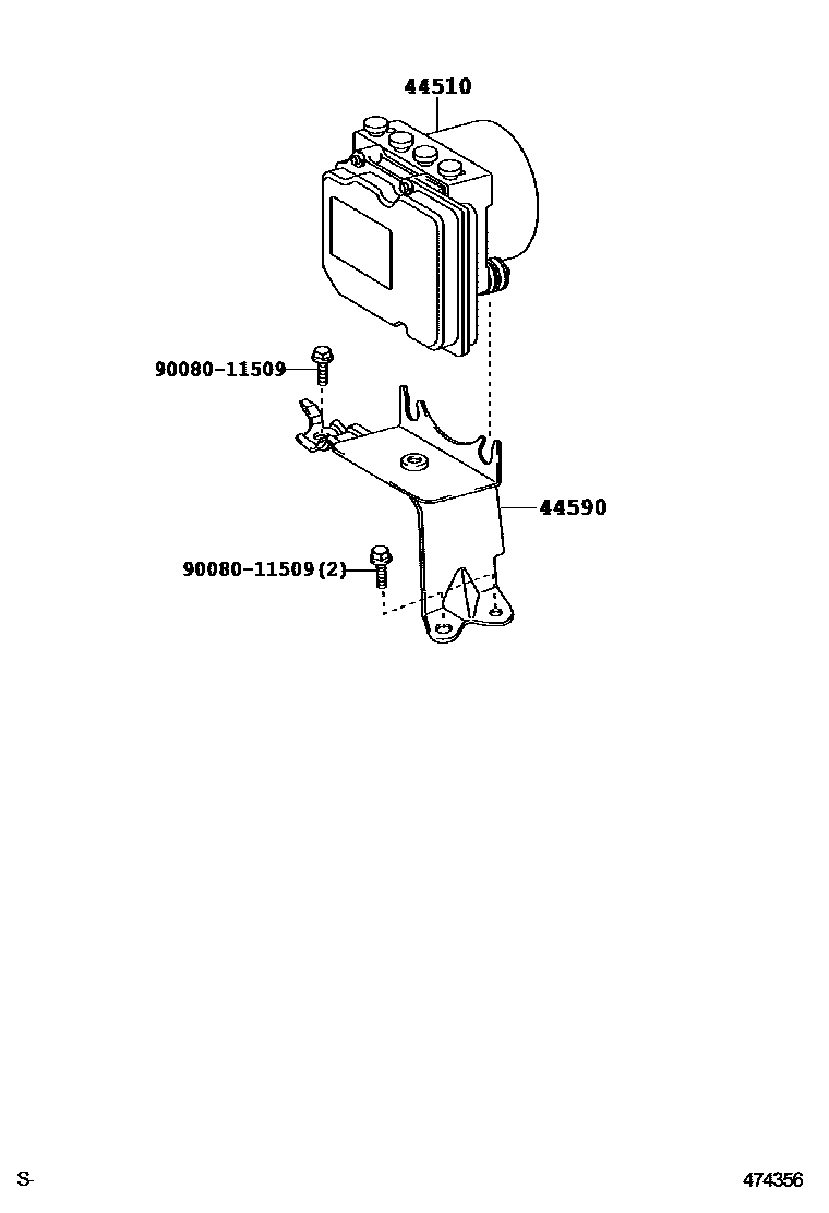 Toyota CAMRY 制动配管和卡箍 EPC diagram — 474356