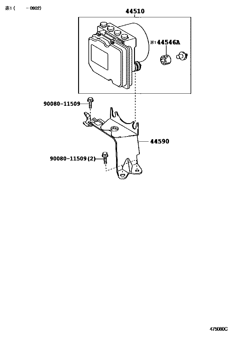 Toyota CAMRY 制动配管和卡箍 EPC diagram — 475080C