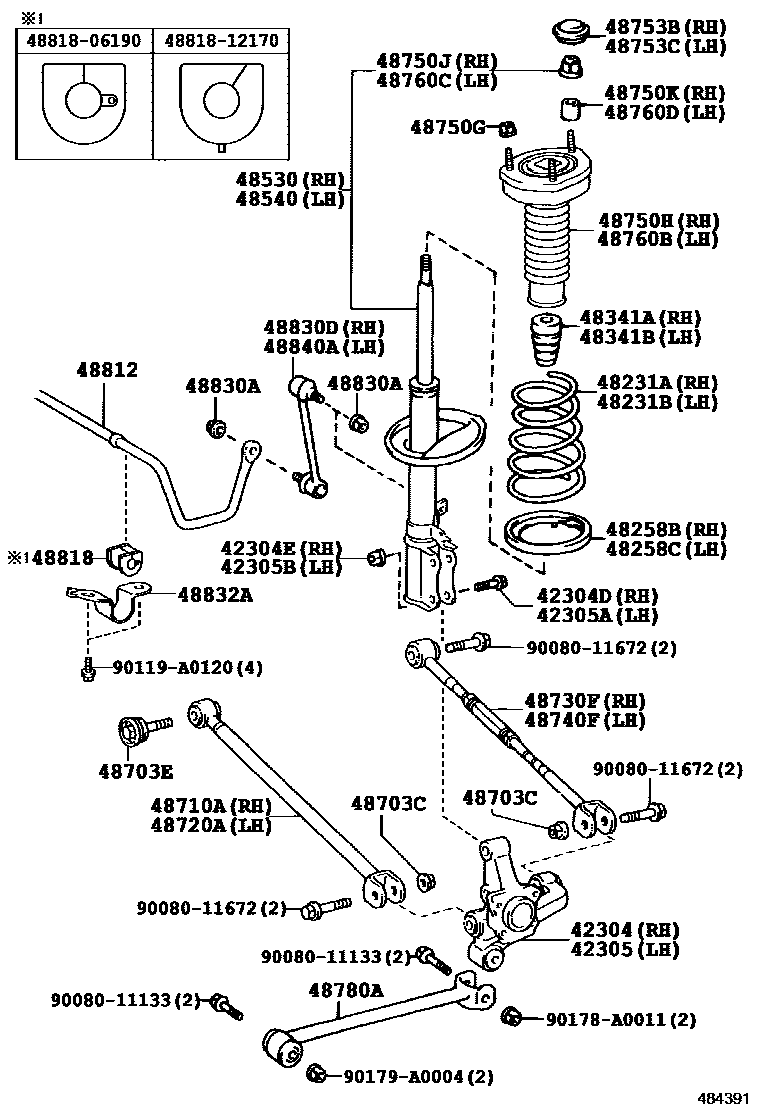 Toyota CAMRY Rear Spring & Shock Absorber EPC diagram — 484391