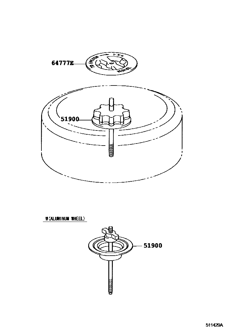 Toyota CAMRY Spare tire rack EPC diagram — 511429A
