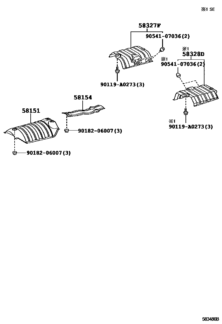 Toyota CAMRY 地板隔热垫 EPC diagram — 583486B