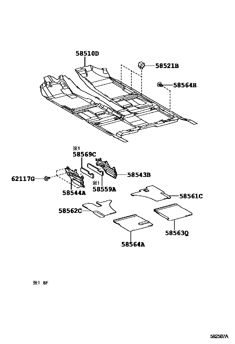 Toyota CAMRY 地板垫和地毯 EPC diagram — 582587A