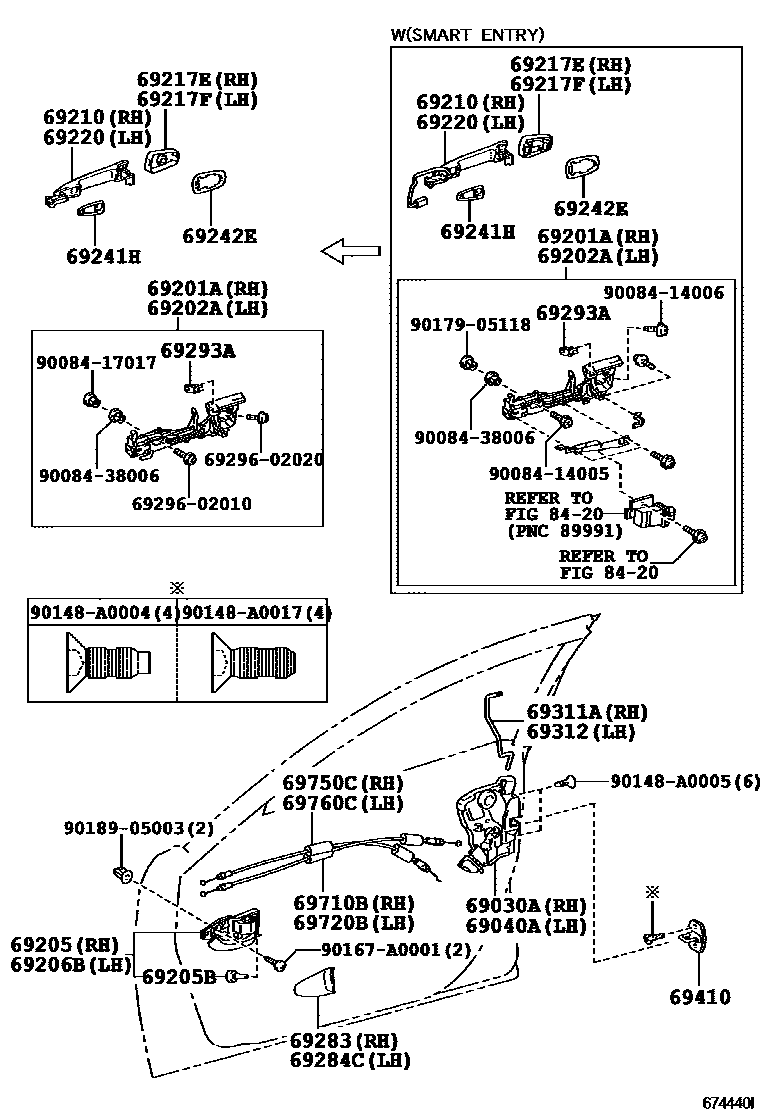 Toyota CAMRY 前门锁和车门把手 EPC diagram — 674440I