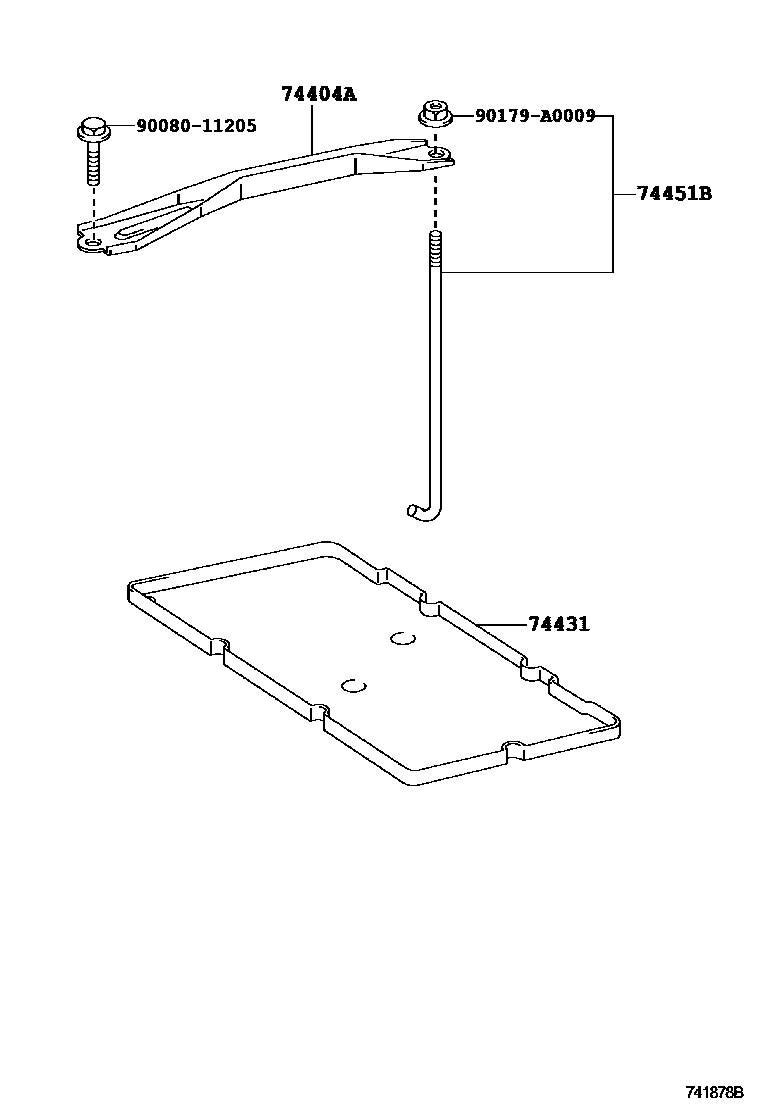 Toyota CAMRY battery holder EPC diagram — 741878B