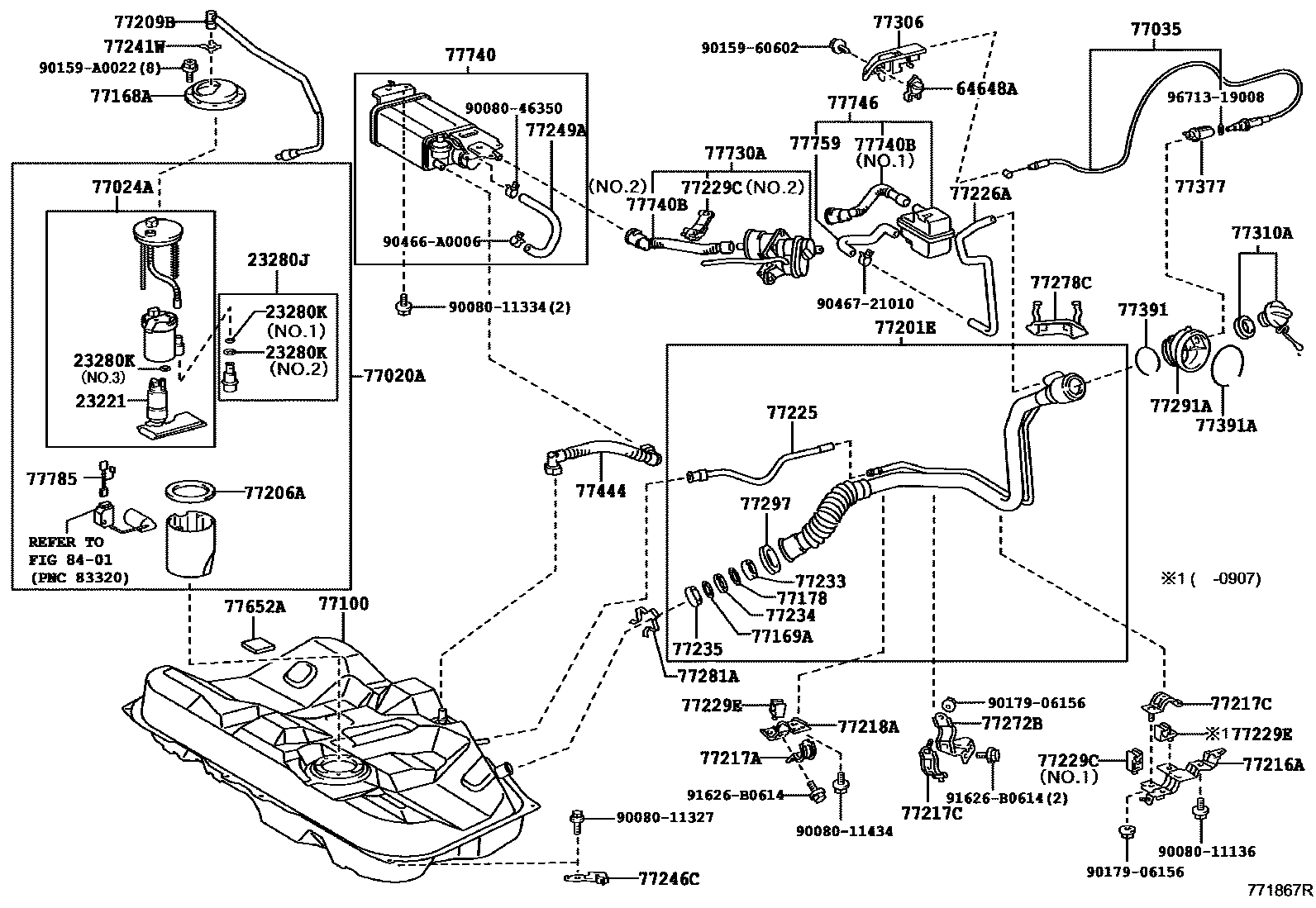 Toyota CAMRY 燃油箱和燃油管 EPC diagram — 771867R
