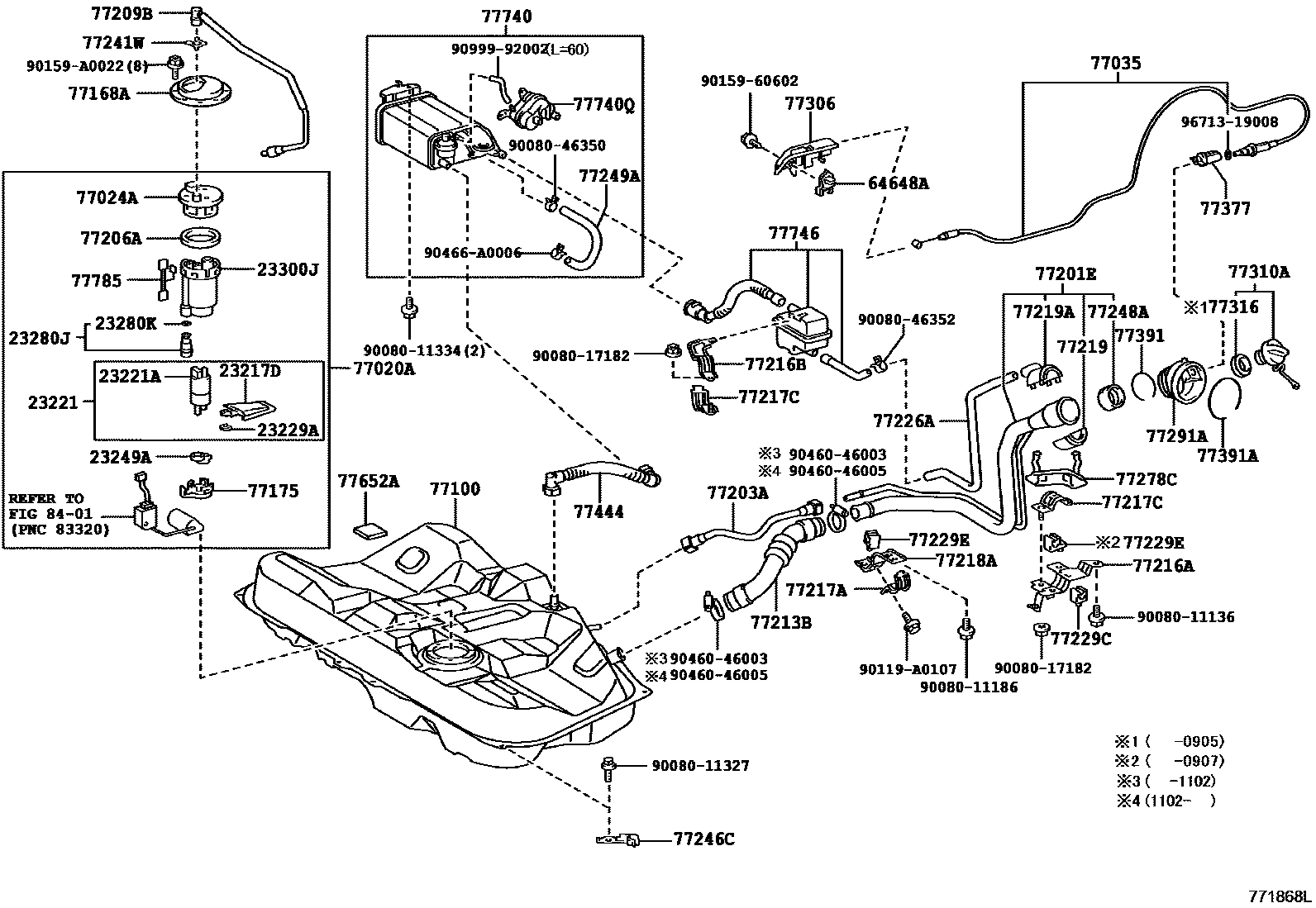 Toyota CAMRY 燃油箱和燃油管 EPC diagram — 771868L