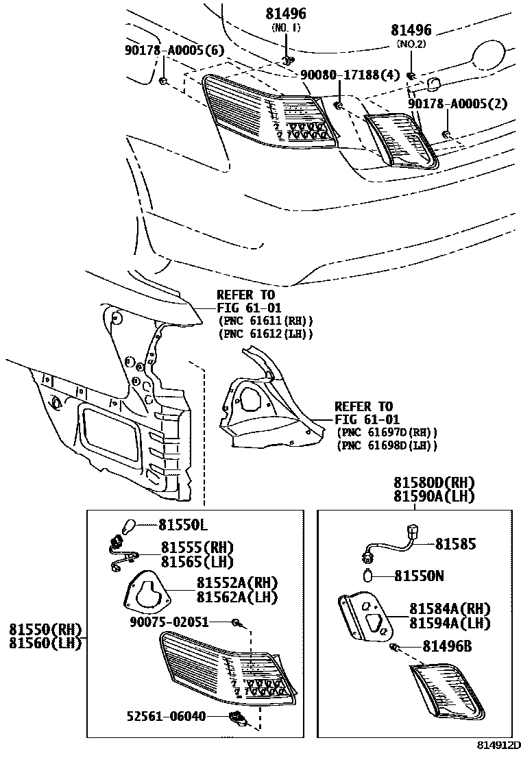 Toyota CAMRY 后组合灯 EPC diagram — 814912D