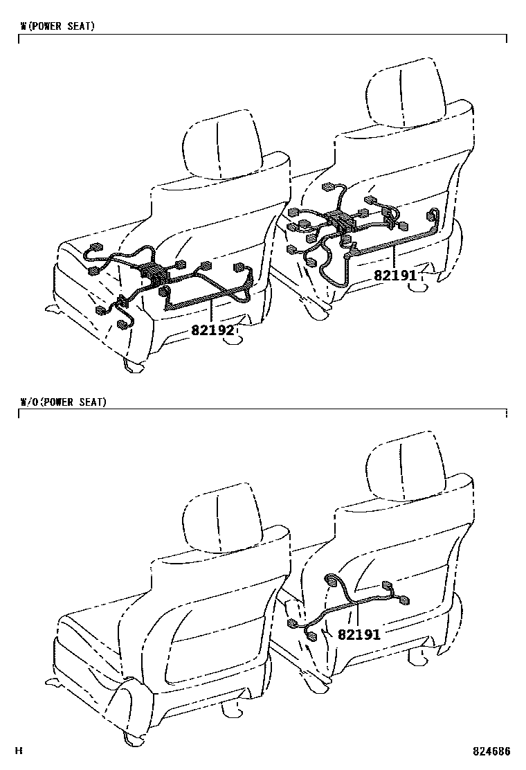 Toyota CAMRY 线束和卡夹 EPC diagram — 824686