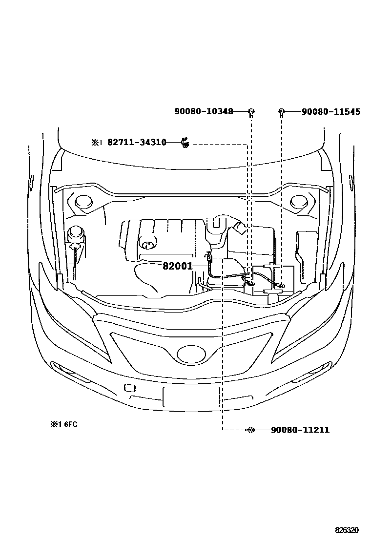 Toyota CAMRY 线束和卡夹 EPC diagram — 826320