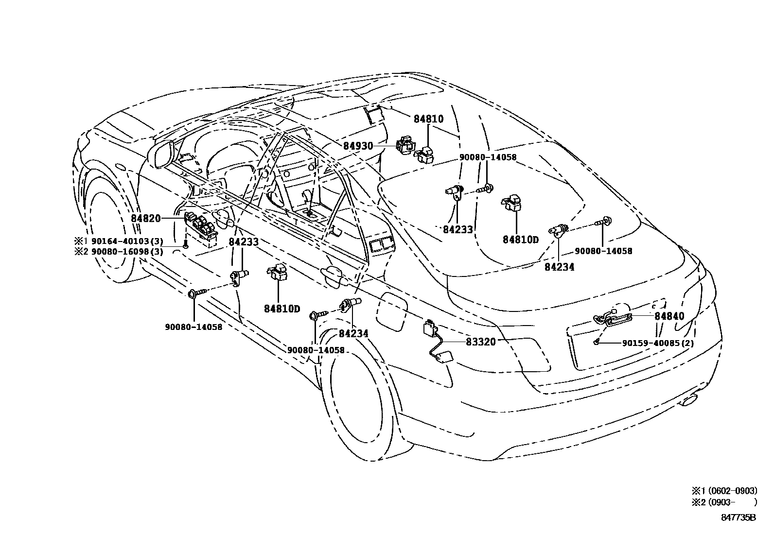 Toyota CAMRY 开关和继电器和ECU EPC diagram — 847735B