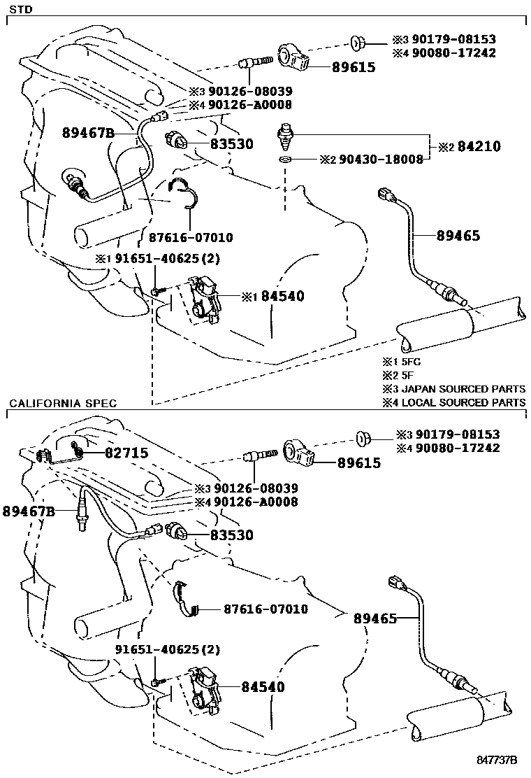 Toyota CAMRY 开关和继电器和ECU EPC diagram — 847737B