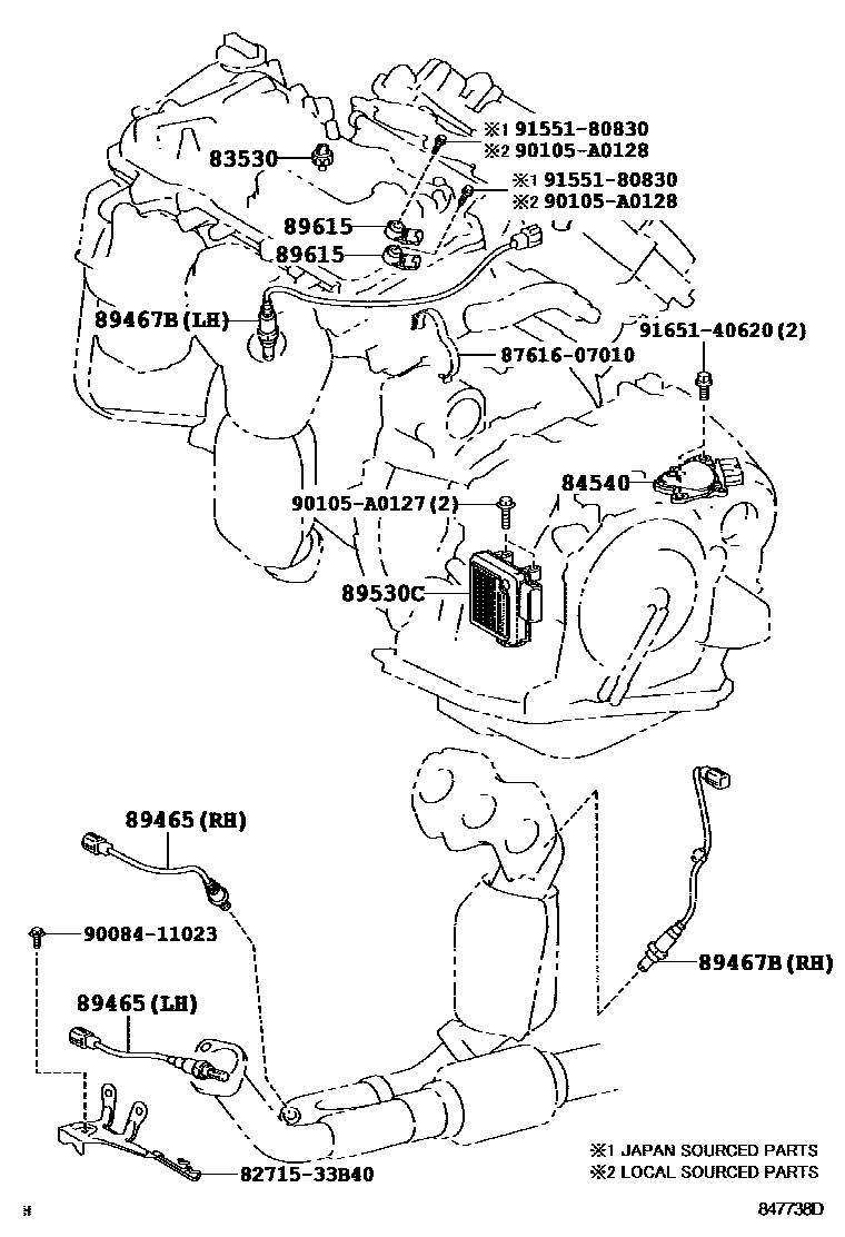 Toyota CAMRY 开关和继电器和ECU EPC diagram — 847738D