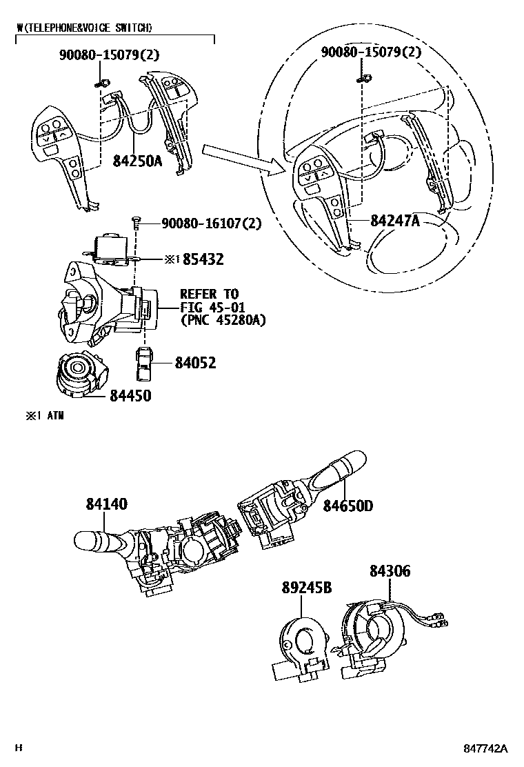 Toyota CAMRY 开关和继电器和ECU EPC diagram — 847742A