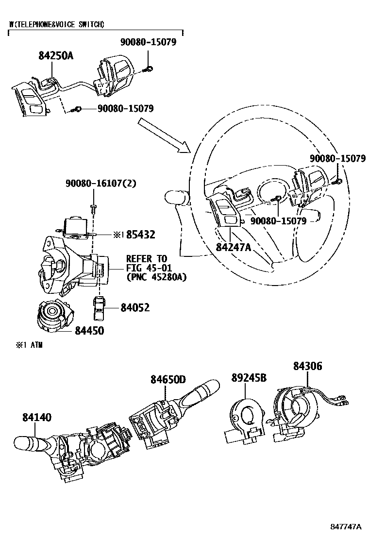 Toyota CAMRY 开关和继电器和ECU EPC diagram — 847747A