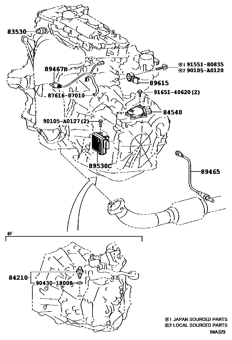 Toyota CAMRY 开关和继电器和ECU EPC diagram — 84A329