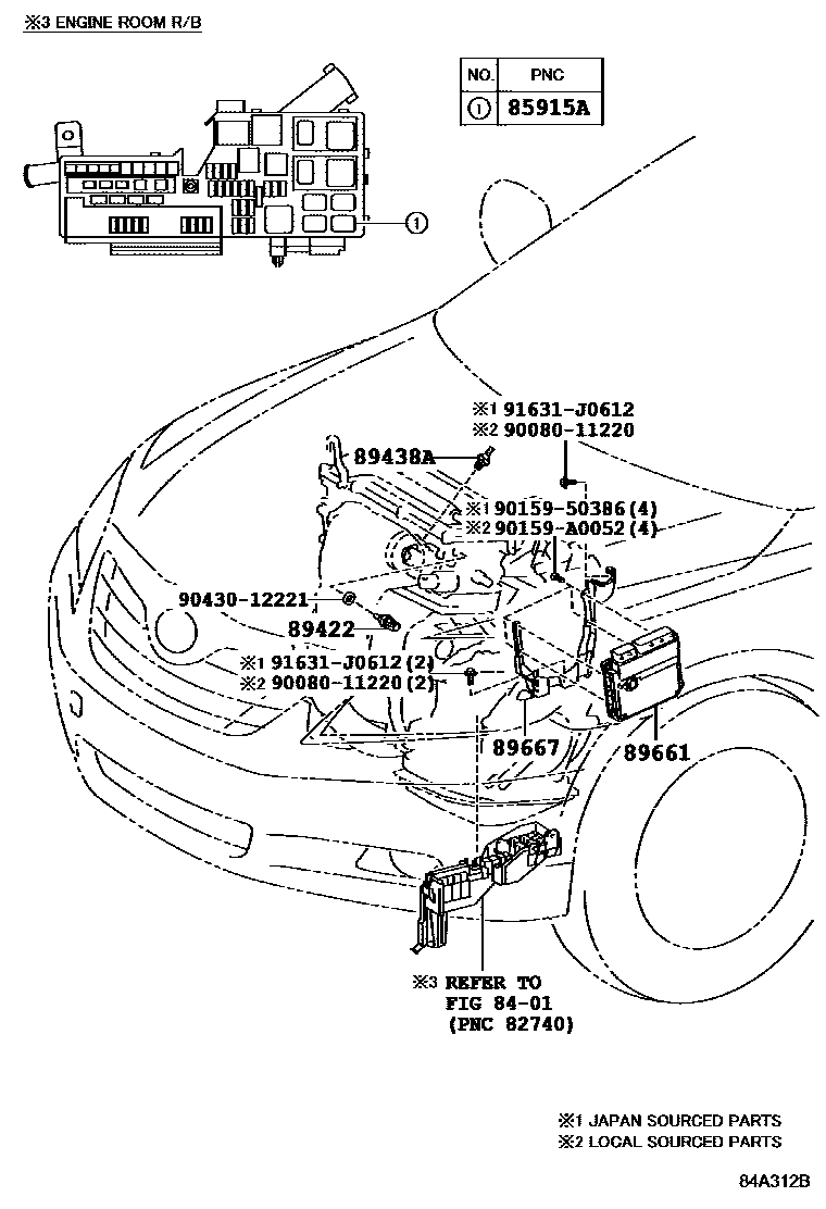 Toyota CAMRY 电子燃油喷射系统 EPC diagram — 84A312B