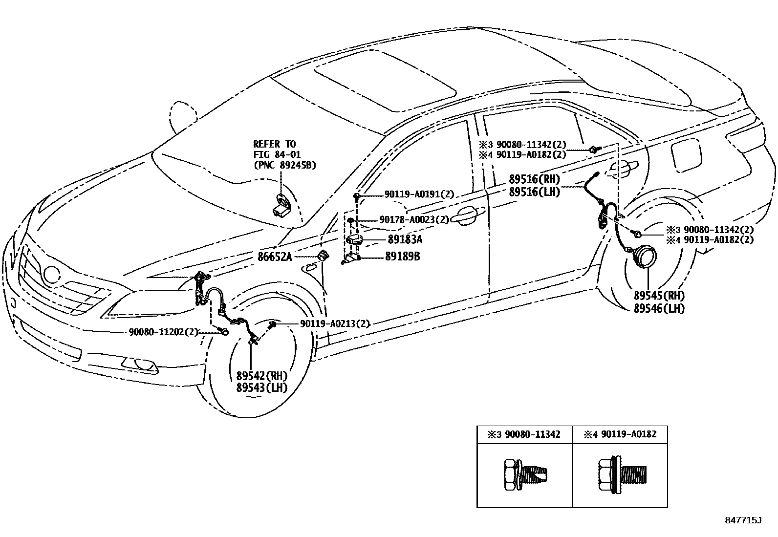 Toyota CAMRY ABS 和 VSC EPC diagram — 847715J
