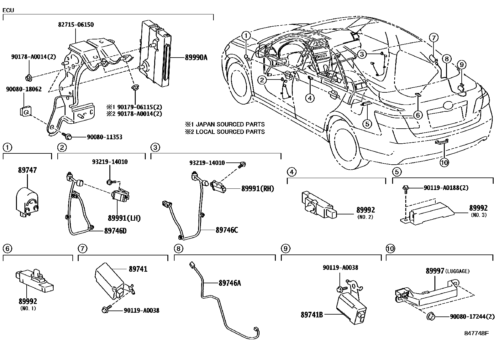 Toyota CAMRY 遥控门锁 EPC diagram — 847748F