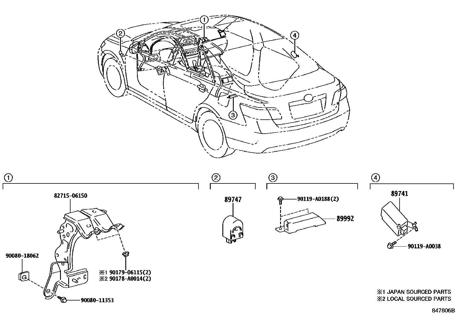 Toyota CAMRY 遥控门锁 EPC diagram — 847806B