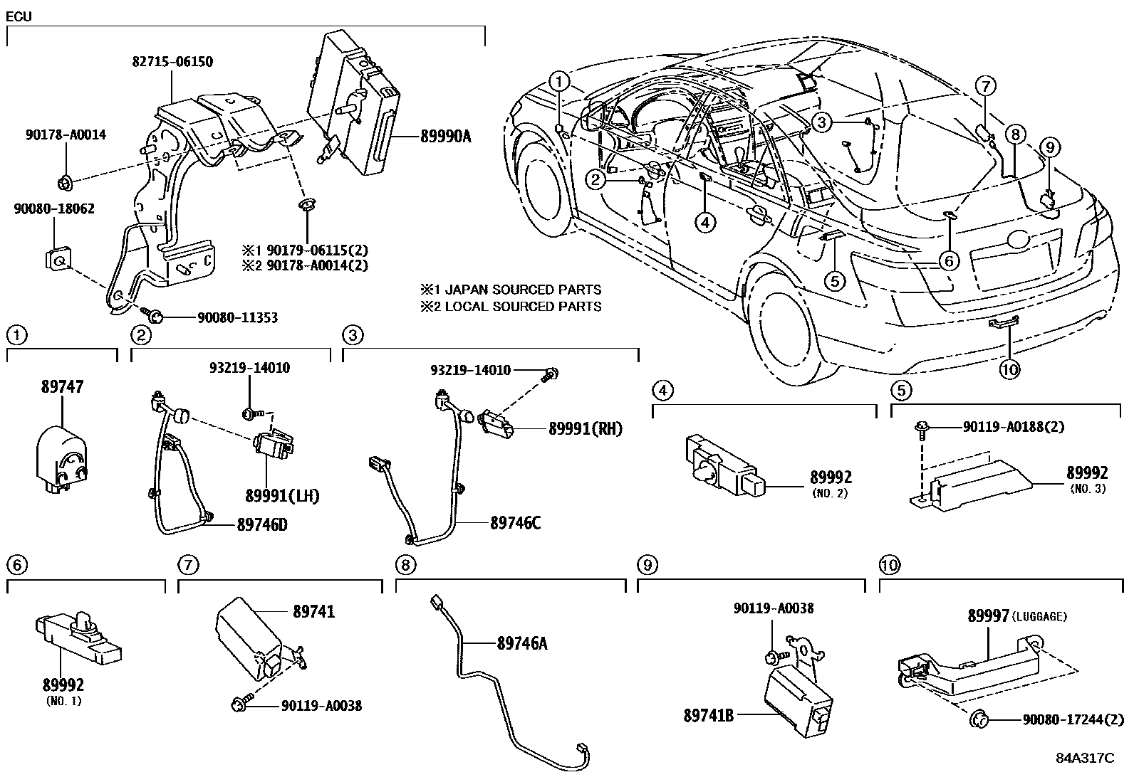 Toyota CAMRY 遥控门锁 EPC diagram — 84A317C