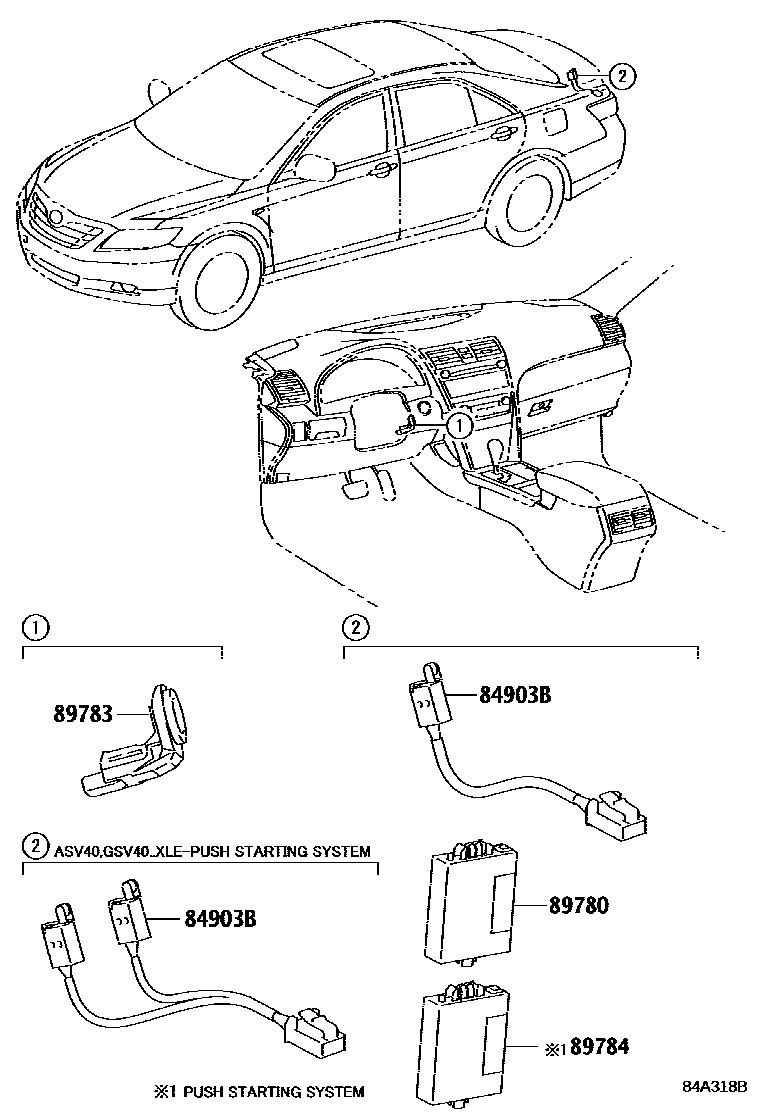 Toyota CAMRY 防盗装置 EPC diagram — 84A318B