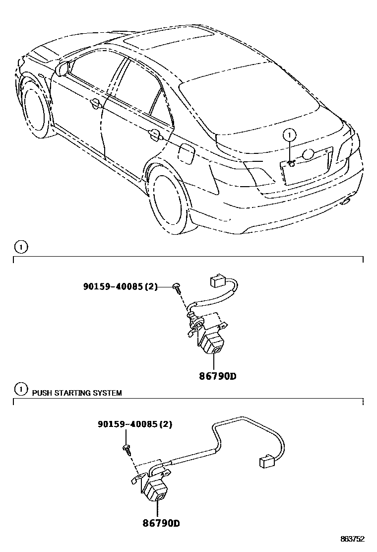Toyota CAMRY 倒车影像和摄像头 EPC diagram — 863752