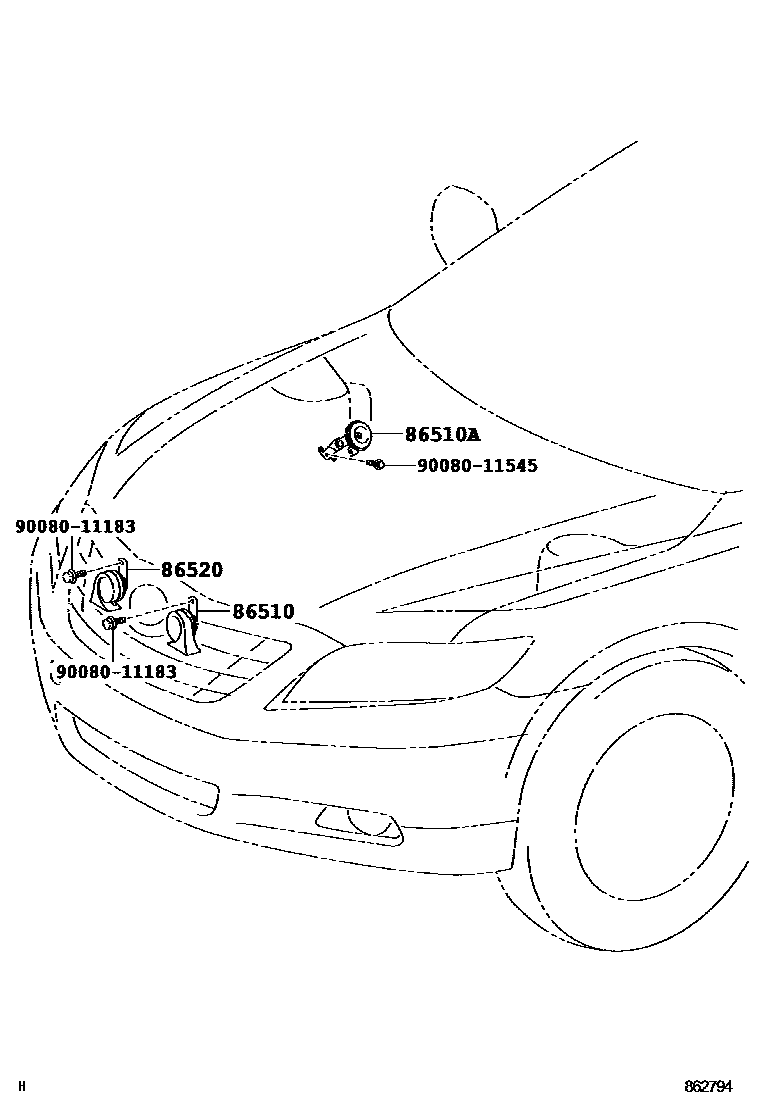 Toyota CAMRY 喇叭 EPC diagram — 862794