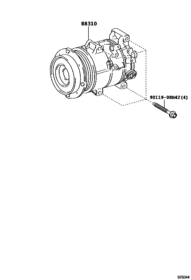 Toyota CAMRY Heating & Air Conditioning - Compressor EPC diagram — 878344E