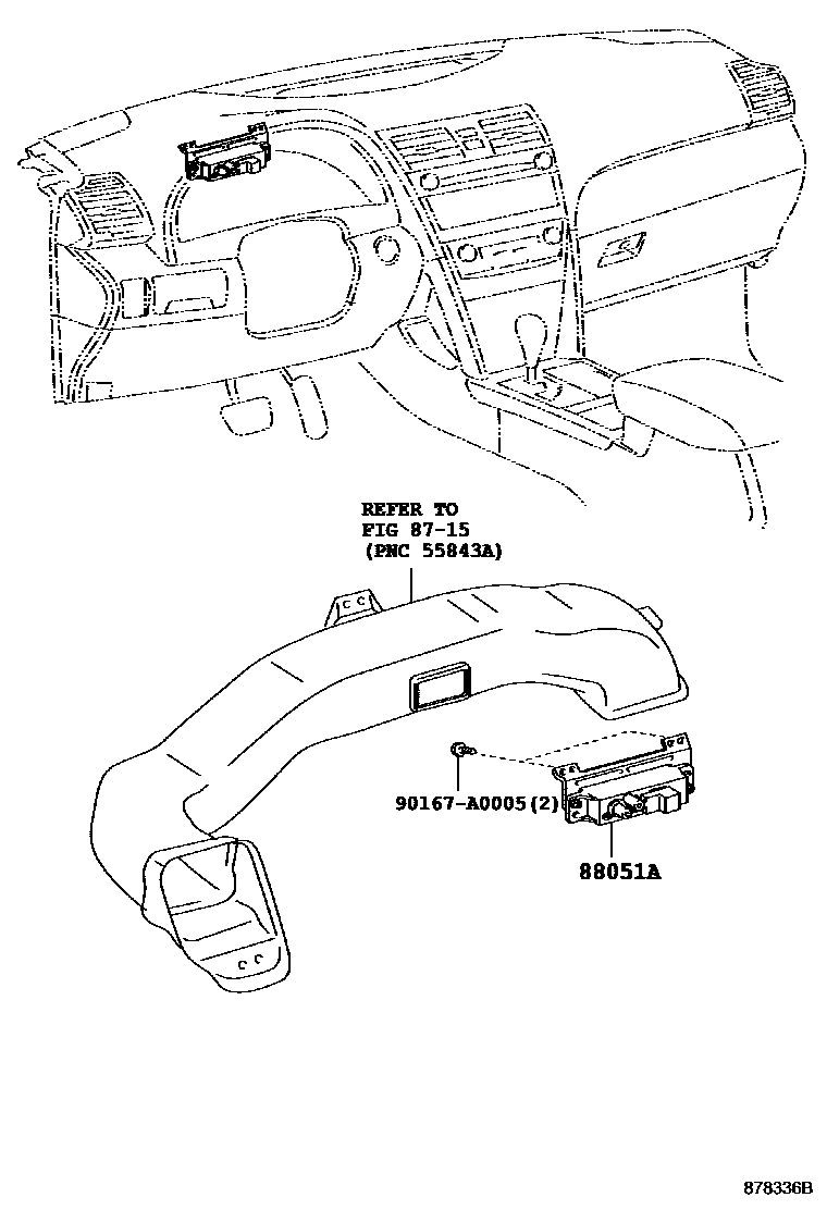 Toyota CAMRY 空气净化器或离子发生器 EPC diagram — 878336B