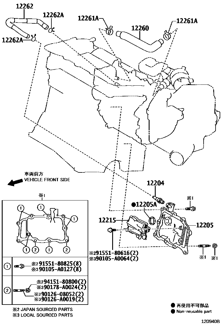 Toyota CAMRY Ventilation Hose EPC diagram — 120940B