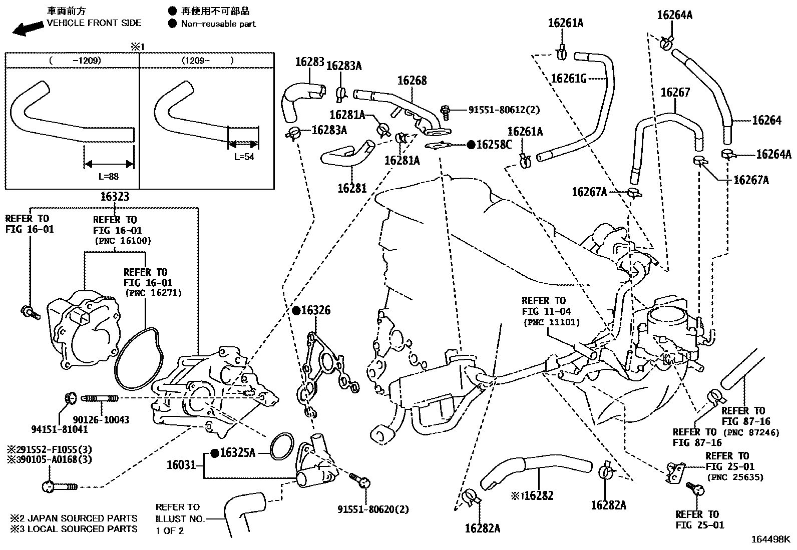 Toyota CAMRY RADIATOR & WATER OUTLET EPC diagram — 164498K
