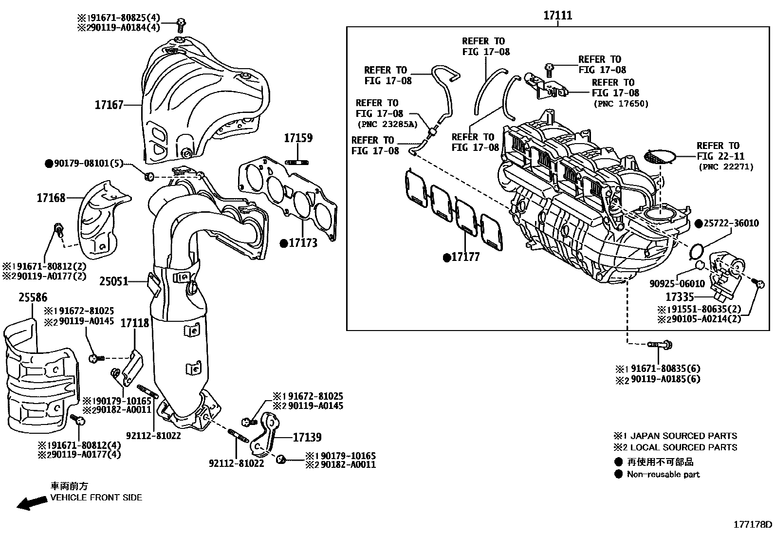 Toyota CAMRY Manifold EPC diagram — 177178D