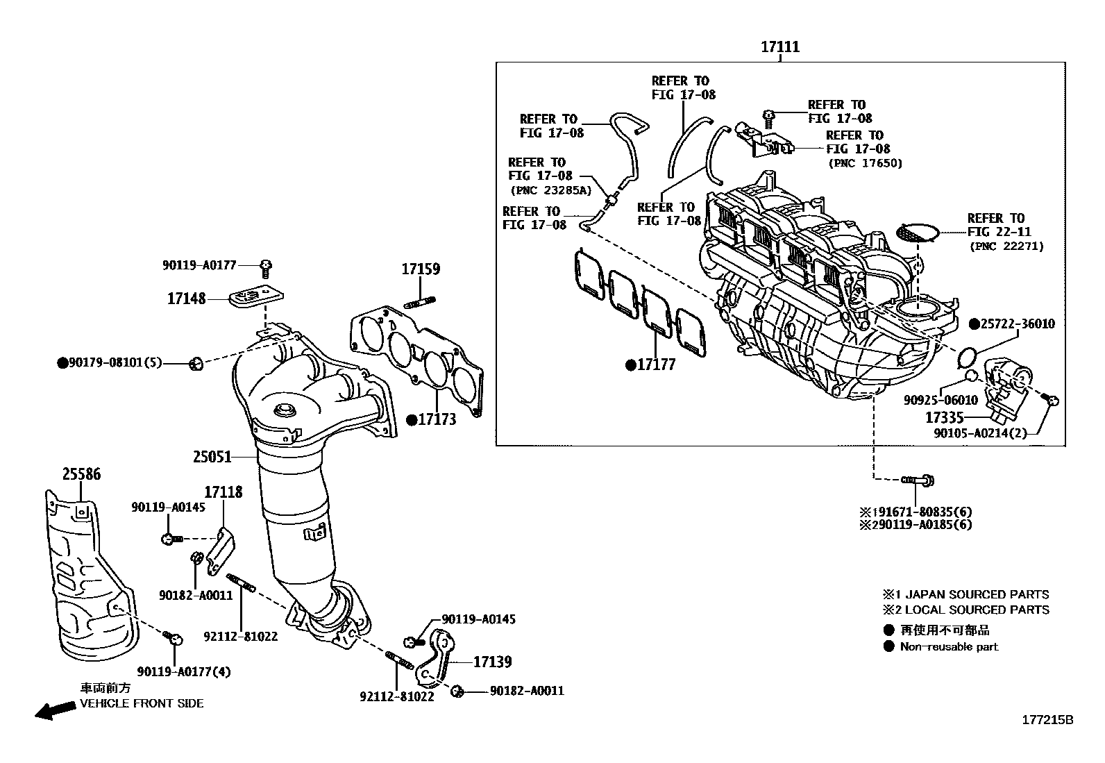 Toyota CAMRY Manifold EPC diagram — 177215B